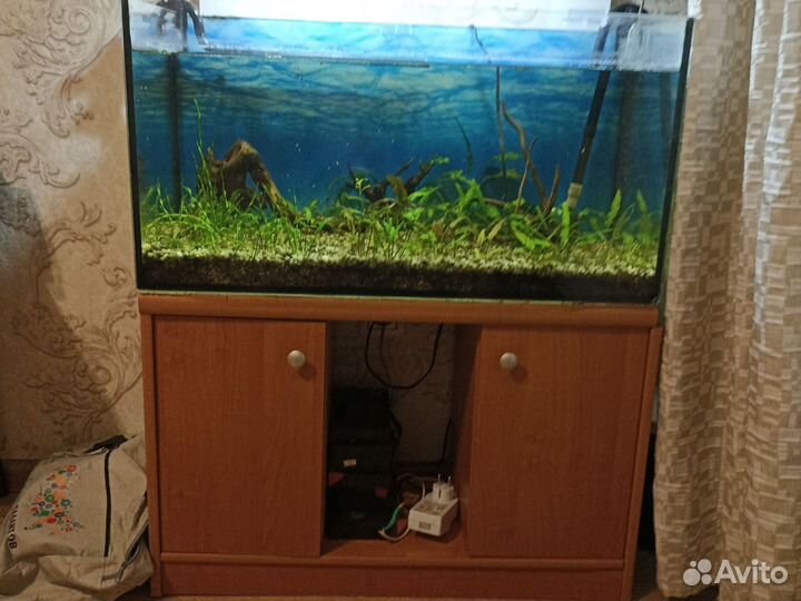 Аквариум 100 литров со светом, фильтром и грунтом