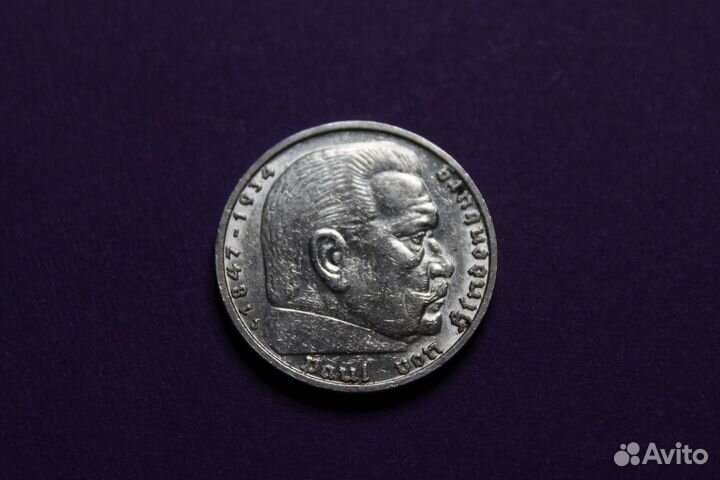 5 марок 1935г серебро вес 13,94г