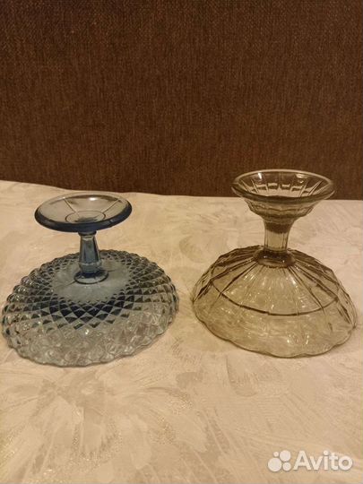 Ваза для фруктов цветное стекло СССР