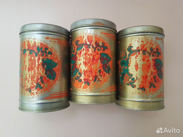 Банки жестяные для круп, кофе, сахара СССР
