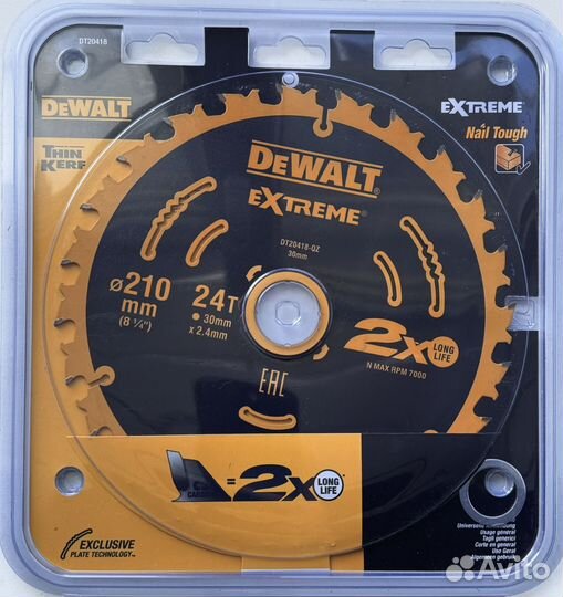 Диск пильный Dewalt Extreme 210x30мм 24 зуба