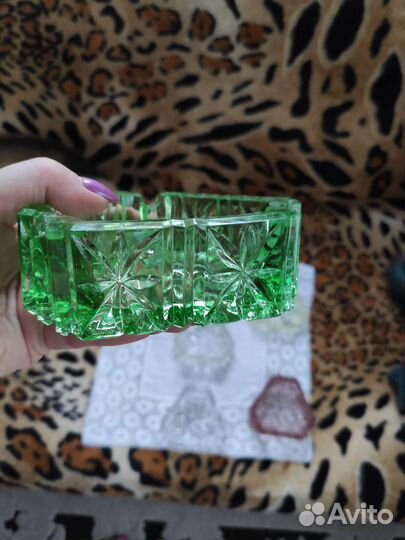 Пепельница цветное стекло, хрусталь СССР, винтаж