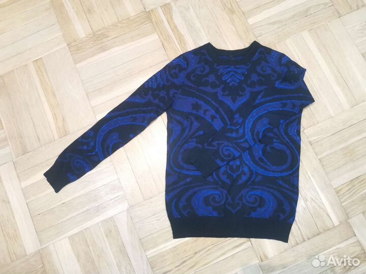 Свитер женский чёрный с синим рисунком Bestia, S/M