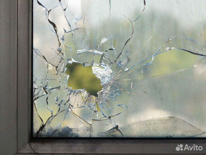 Ремонт окон, стеклопакет ударопрочный RAL1715