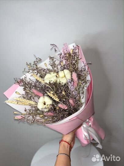 Букет с натуральным хлопком