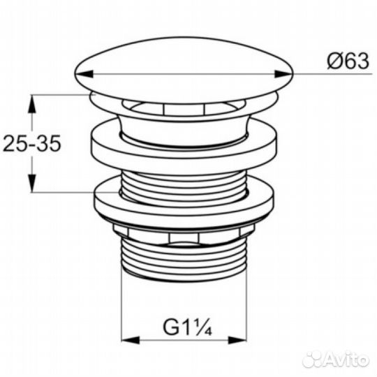 Донный клапан Kludi Plus 1042805-00 Хром