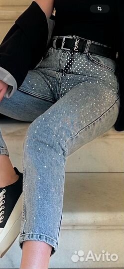 Джинсы со стразами