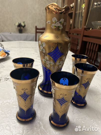 Графин со стаканами богемия