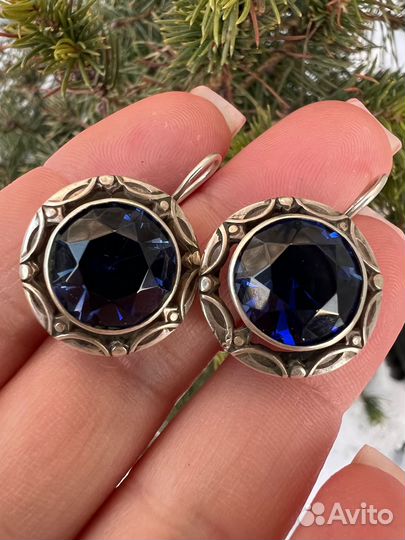 Серебряные серьги 875 звезда СССР москва