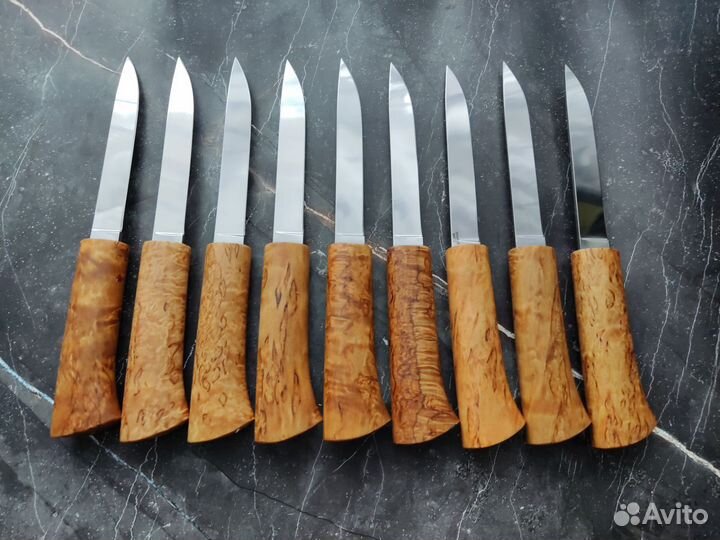 Нож Ханты Эвенк, кованая х12мф, карельская берёза