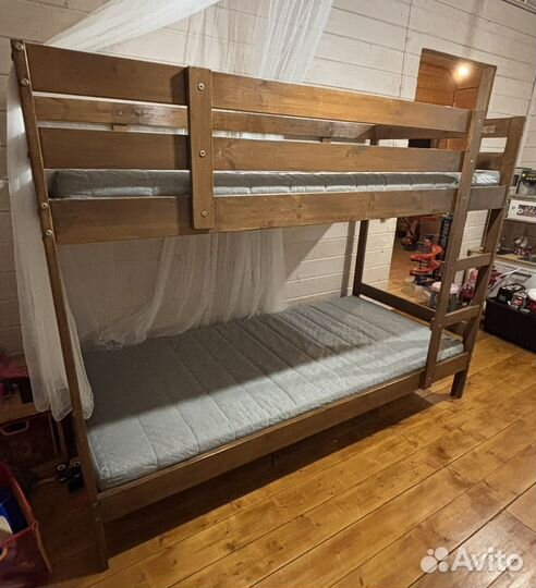 Двухъярусная кровать IKEA с матрасами