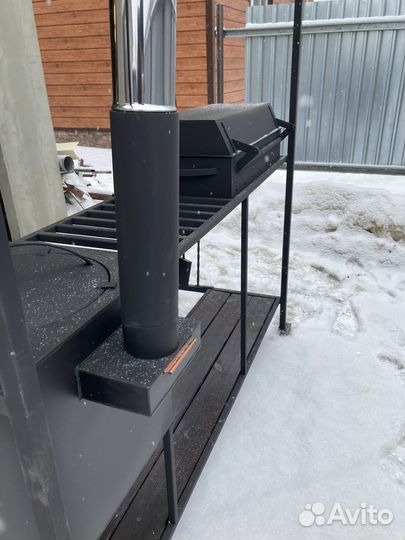 Мангал с печью под казан и крышей