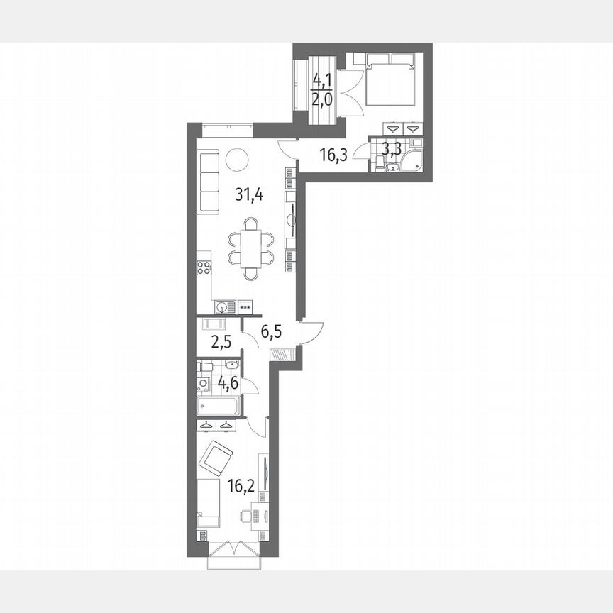 2-к. квартира, 82,9 м², 13/13 эт.