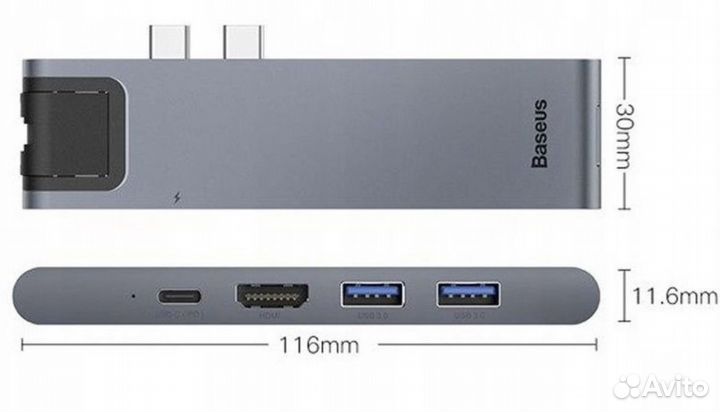 USB-хаб (концентратор, разветвитель) type c Baseus