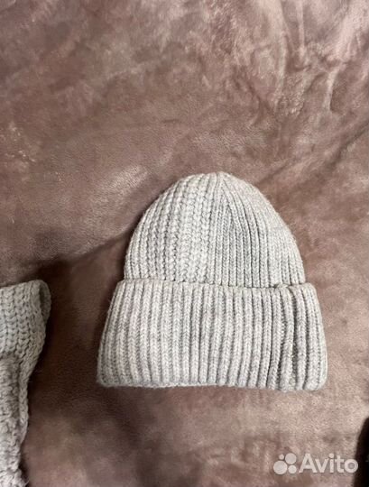 Шапка и снуд светло-серые
