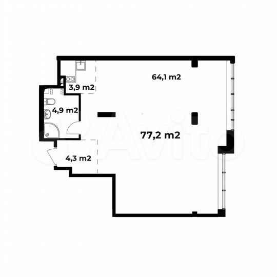 1-к. апартаменты, 77,2 м², 6/6 эт.