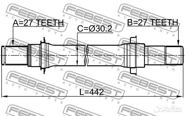 0312CL7atrh Полуось правая 27x441.6x27
