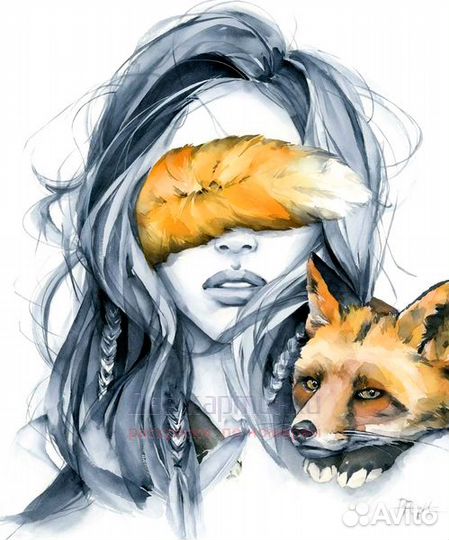 Картина по номерам 40x50 Девушка и лиса