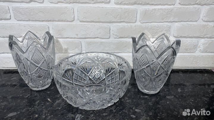 Хрустальная посуда СССР, вазы, салатники, штоф