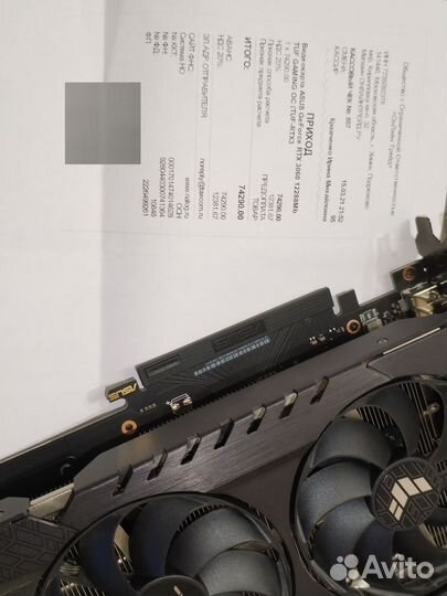 Видеокарта 3060 asus tuf 12gb OC / Обмен