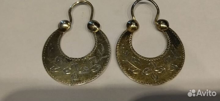 Серьги.калачи серебро 875 проба (звезда) С позолот