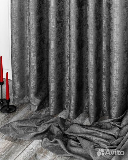 Шторы мрамор Зарина тёмно-серый готовые