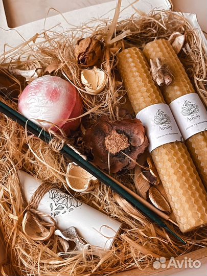 Подарочный набор, свечи из вощины, эко-подарок