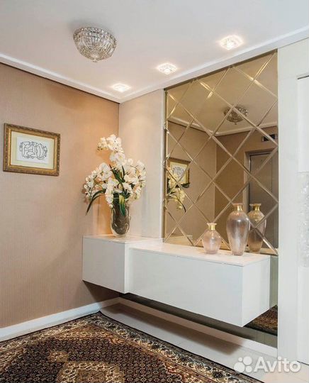 Зеркальное панно с фацетом, зеркальная плитка