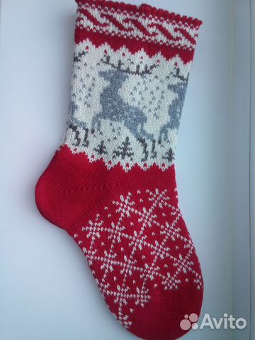 Носки вязаные с орнаментом олени