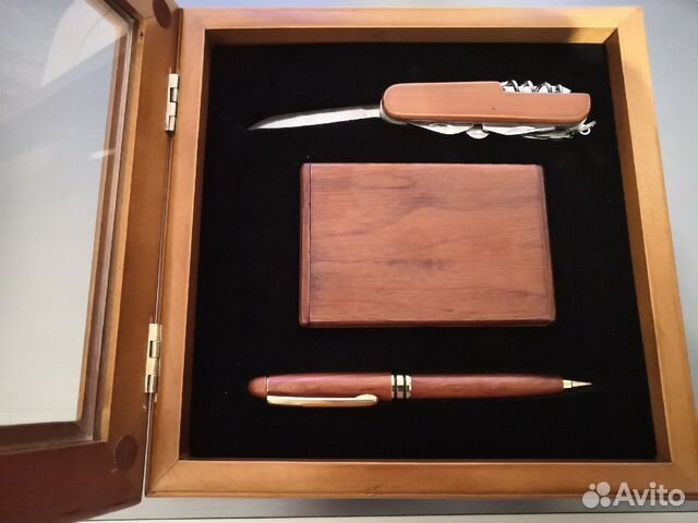 Подарочный набор мужской : нож ручка визитница