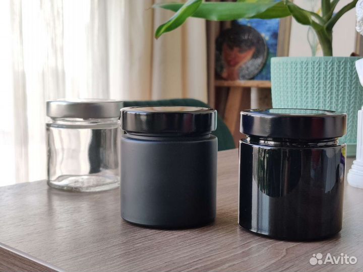 Стеклянная банка 200мл для свечей и косметики