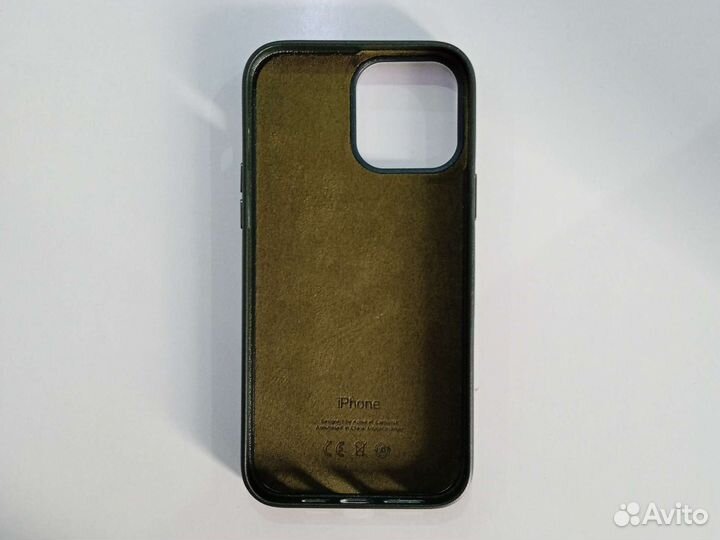 Кожаный чехол на iPhone 13 Pro Max Темно-зеленый