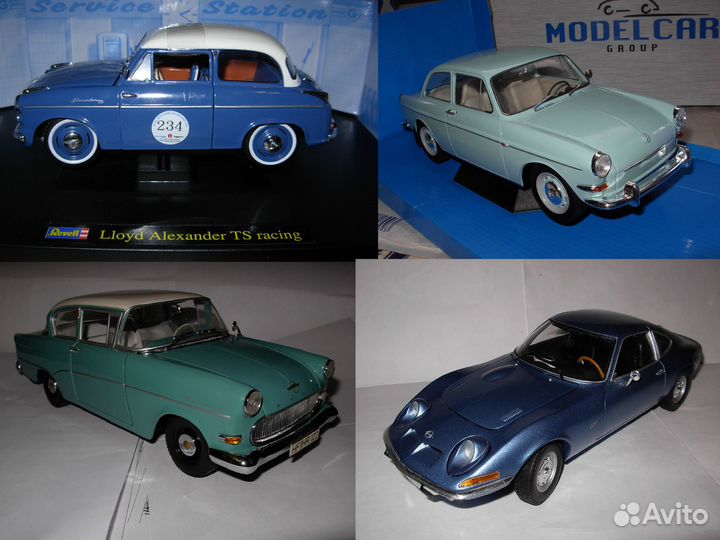 1/18 модели Opel Audi Volkswagen NSU и др. немцы
