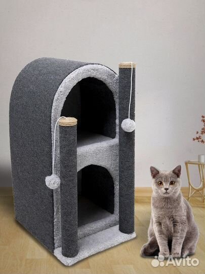 Когтеточка домик для нескольких кошек