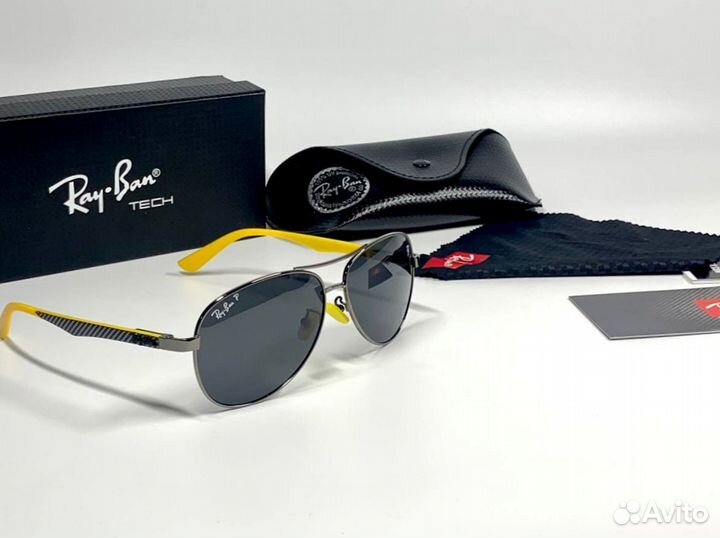 Очки Ray Ban Aviator с желтыми вставками