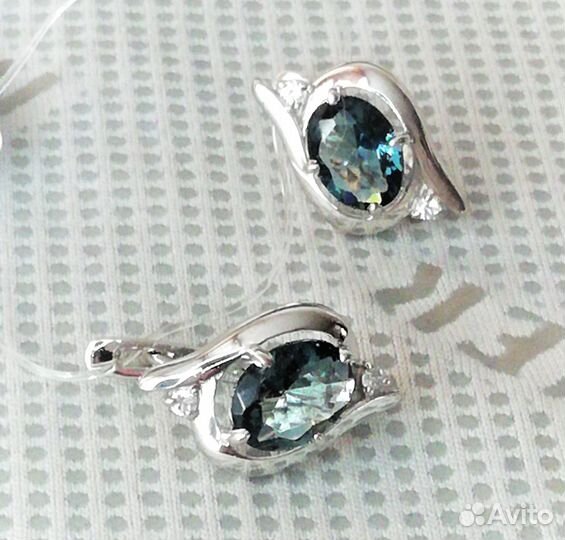 Серьги серебро топаз С157