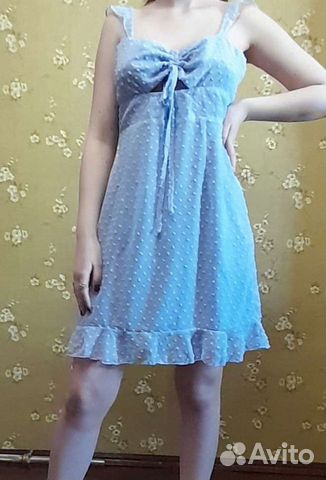 Платье небесно голубое L новое shein оригинал
