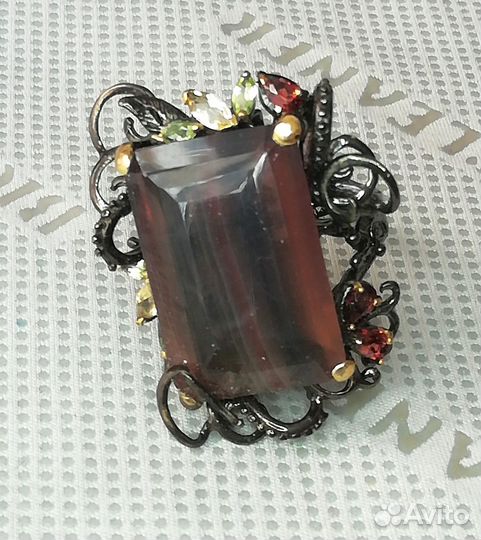 Кольца 17,5, 18, раухтопаз серебро К011