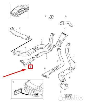Воздухозаборник volvo XC70