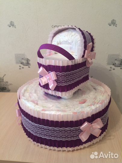 Торт с коляской из памперсов