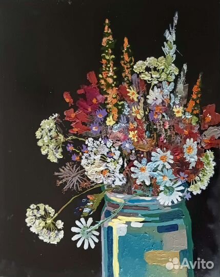 Картина с цветами. Масло 30*27
