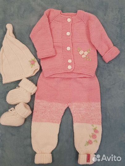 Вязаный костюм на девочку 80