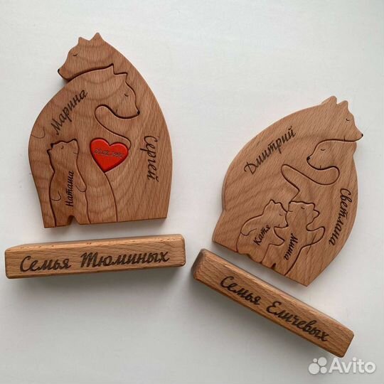 Деревянные фигурки. Семья мишек. Мишки из дерева