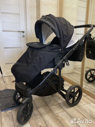Коляска 2 в 1 adamex emilio EM-238 черная