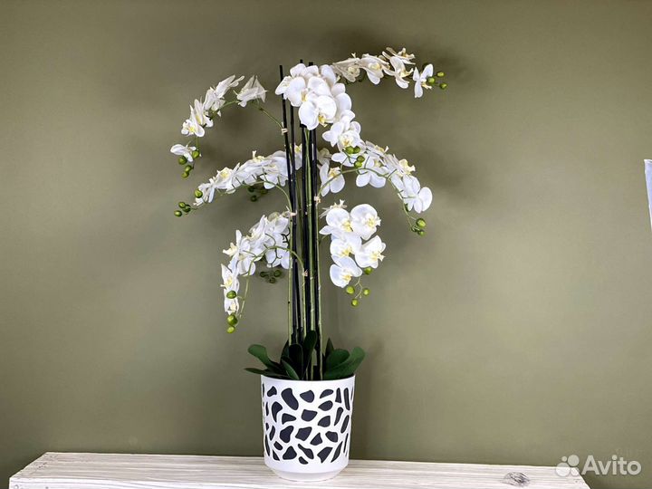 Орхидея белая искусственная напольная 109 см