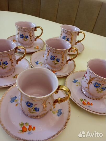 Чайный набор розовый фарфор