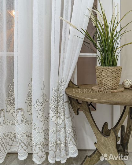 Тюль флоренция бронза готовый на окна пошив