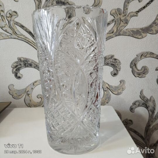 Хрустальная ваза большая для цветов времён СССР