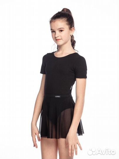 Ю 1.02 Юбка гимнастическая для девочек черный (158