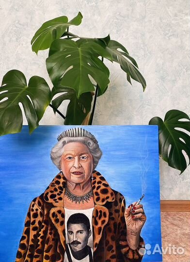 Картина акрил Королева Елизавета и Фреди Меркьюри